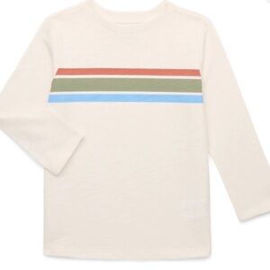 Kids Long Sleeve Striped Shirt - Cream, Red, Green, Blue-Size 2T